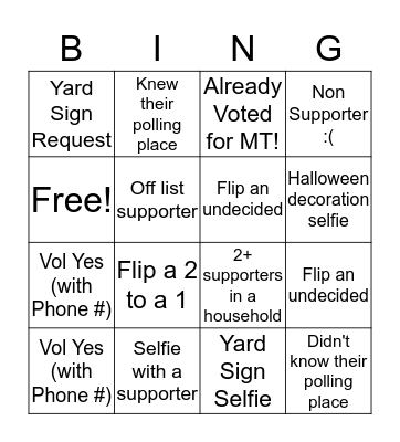 Canvass BINGO Card