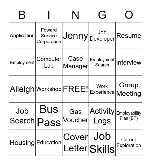 W2 Bingo Card