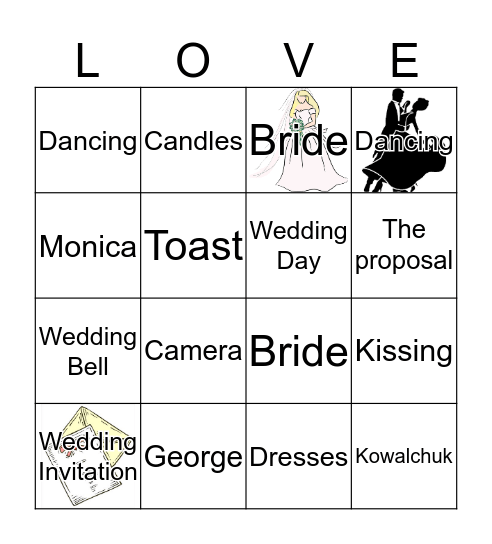 Monica and George are Getting Married! Bingo Card