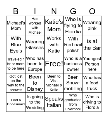 Katie's Bridal Shower (Someone who..) Bingo Card