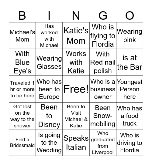 Katie's Bridal Shower (Someone who..) Bingo Card