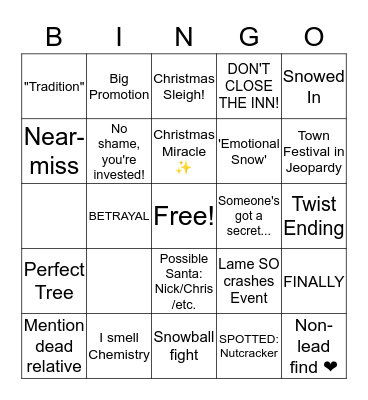 Hallmark BINGO Night 2019 Bingo Card