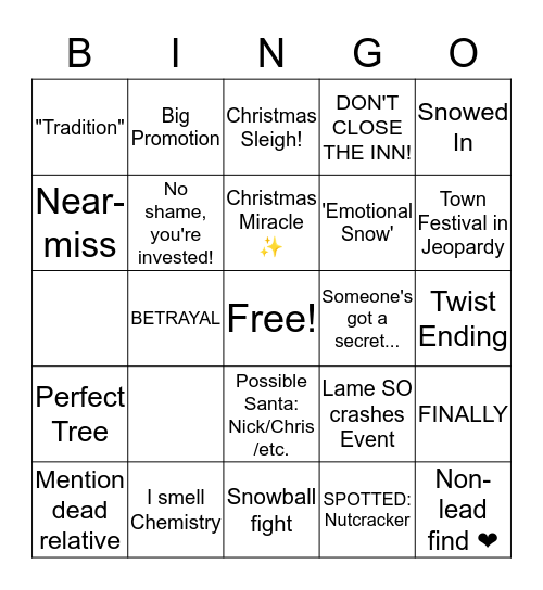 Hallmark BINGO Night 2019 Bingo Card