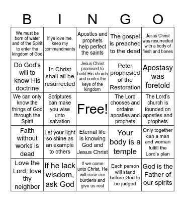 Doctrinal Mastery - New Testament Bingo Card