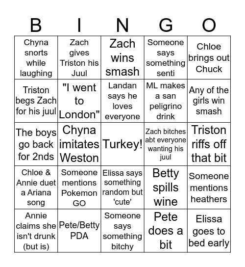 Friendsgiving Bino  Bingo Card