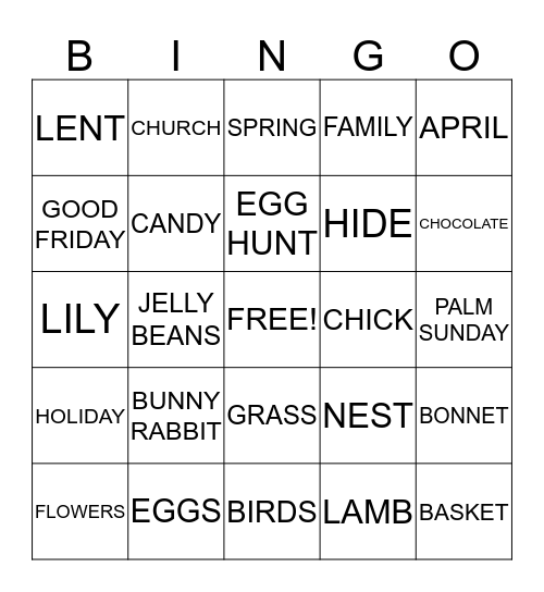EASTER BINGO Card