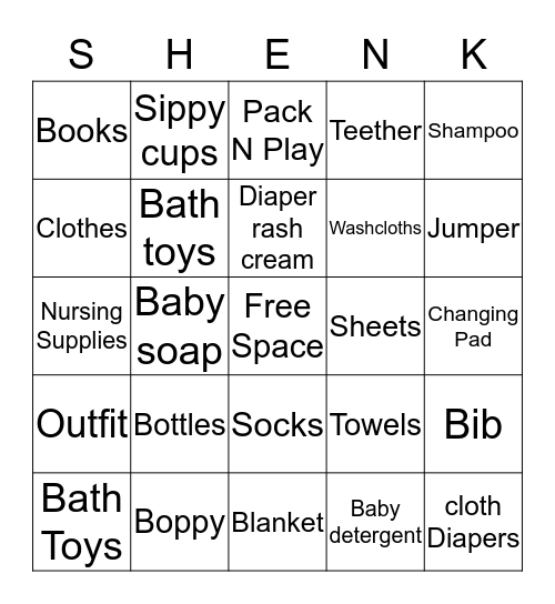 BABY BINGO Card