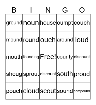 ou as ouch Bingo Card