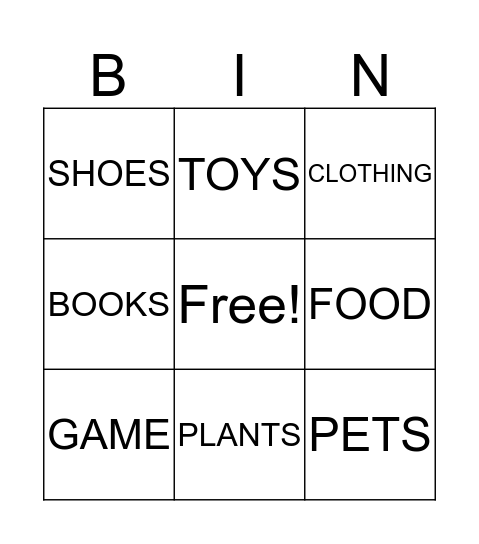 GOODS Bingo Card