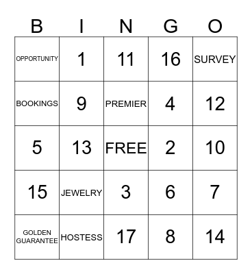 PREMIER DESIGNS Bingo Card