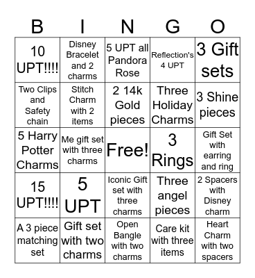 UPT Bingo Card
