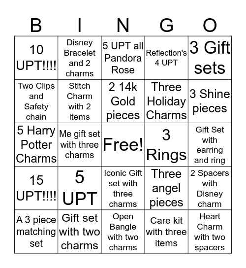 UPT Bingo Card