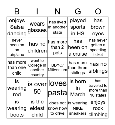 FIND SOMEONE WHO ... Bingo Card