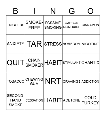 SMOKING BINGO Card
