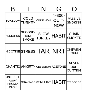 SMOKING BINGO Card