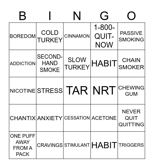 SMOKING BINGO Card