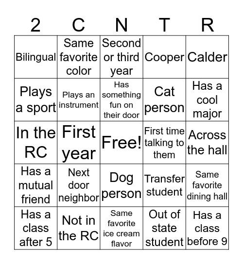 Get to know your neighbor bingo Card