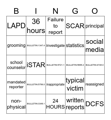 FACULTY MEETING BINGO Card