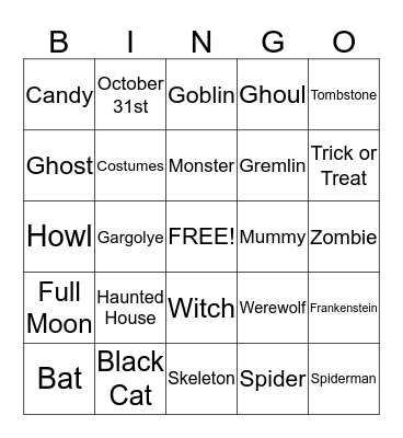 Halloween  Bingo Card