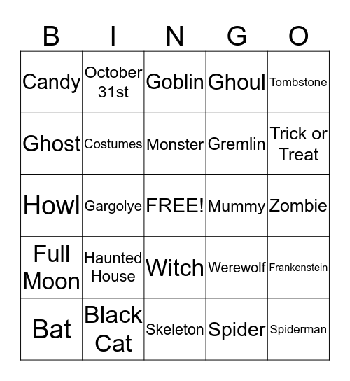 Halloween  Bingo Card