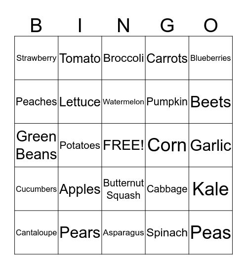 LOCAL FOODS! Bingo Card