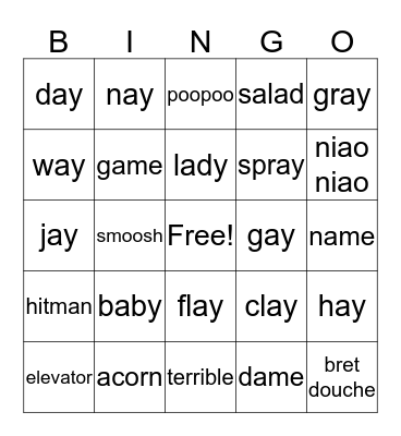 a sounds and fun Bingo Card