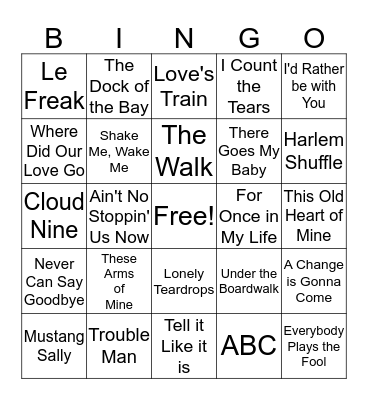 60s & 70s Motown Bingo Card