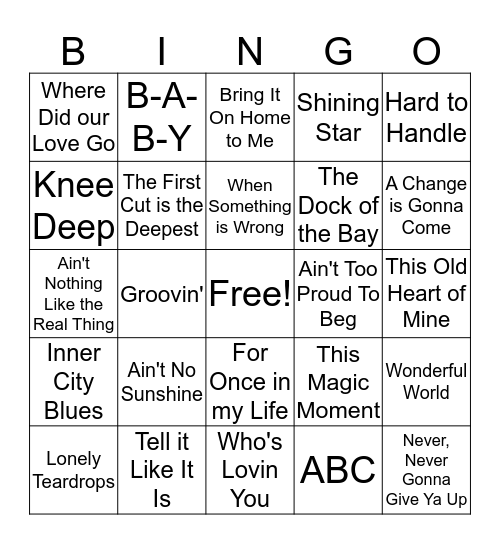 Motown! Bingo Card