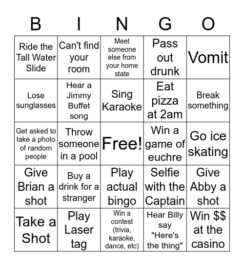 Wacky Seagull Jr. Bingo Card