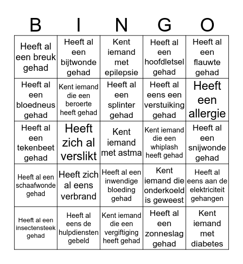 Hoe snel kan jij Bingo roepen? Bingo Card