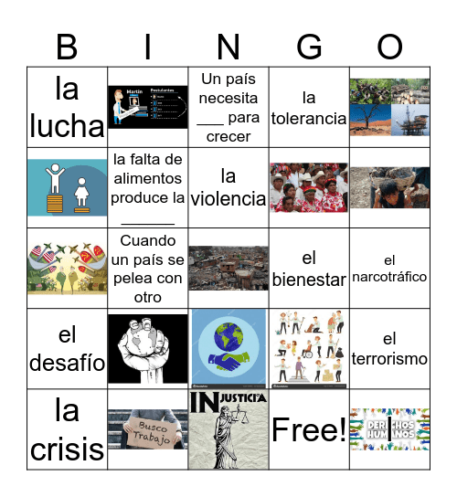Los problemas actuales Bingo Card