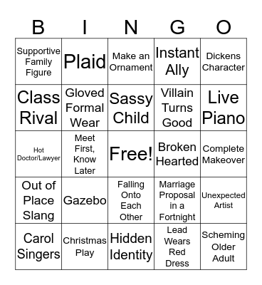 A Netflix Christmas Movie Bingo Card