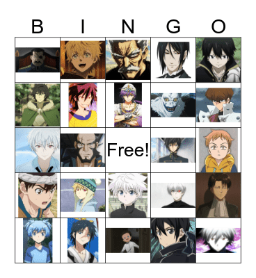 Favourite anime characters Bingo Card