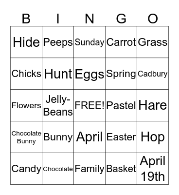 Easter Bingo Card
