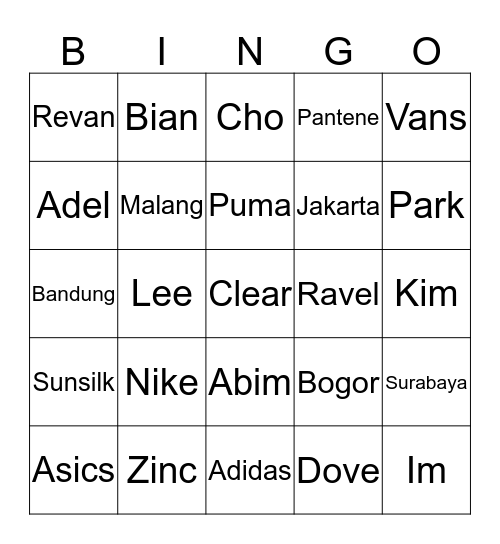 Abim Bingo Card