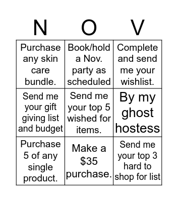 November Bingo Card