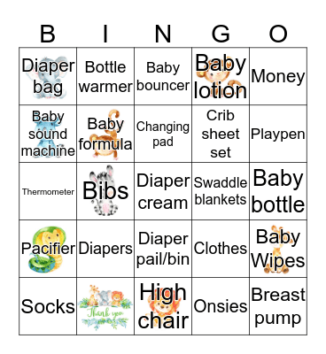 Ashley & Allen's Baby Shower Bingo Card