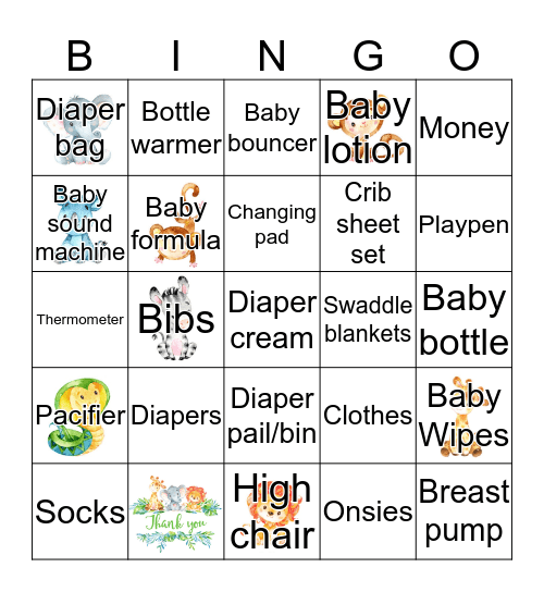 Ashley & Allen's Baby Shower Bingo Card
