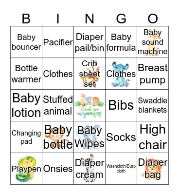 Ashley & Allen's Baby Shower Bingo Card