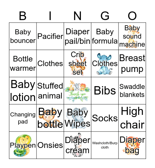 Ashley & Allen's Baby Shower Bingo Card