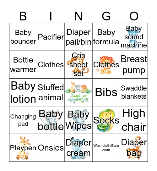 Ashley & Allen's Baby Shower Bingo Card