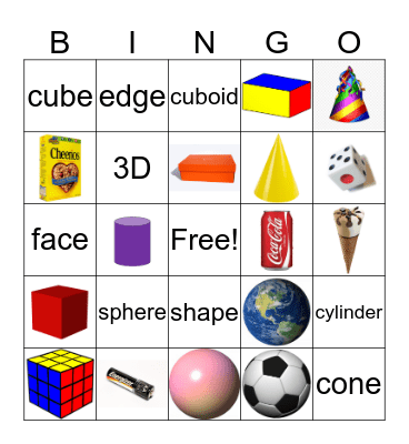 3D Shapes Bingo Card