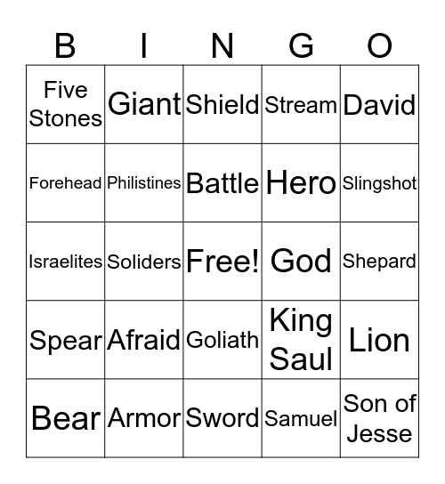 David & Goliath Bingo Card