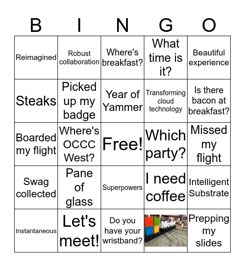 Microsoft Ignite 2019 Bingo Card