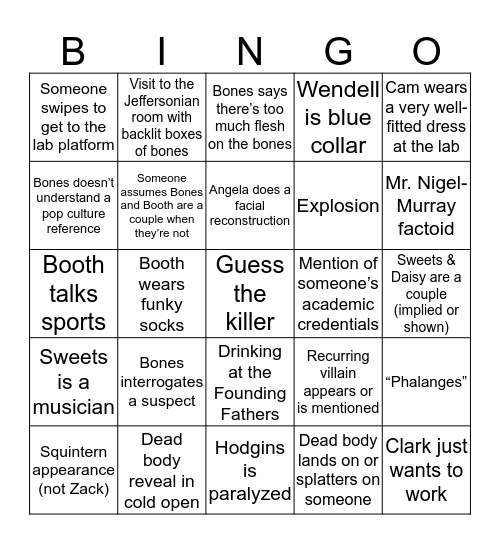 The Bingo In The Bones #5 Bingo Card