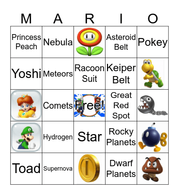 Planet Mario Bingo Card