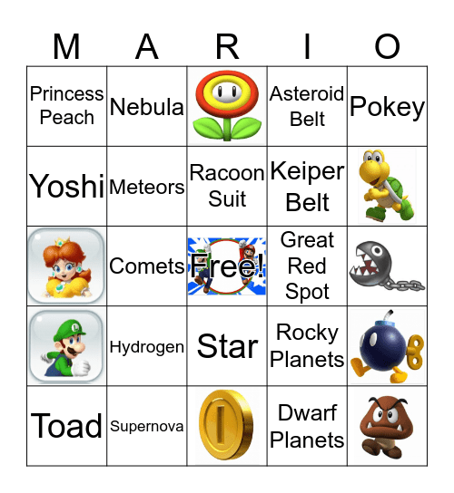 Planet Mario Bingo Card