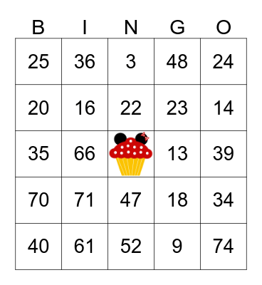 Numbers (1-75) Bingo Card