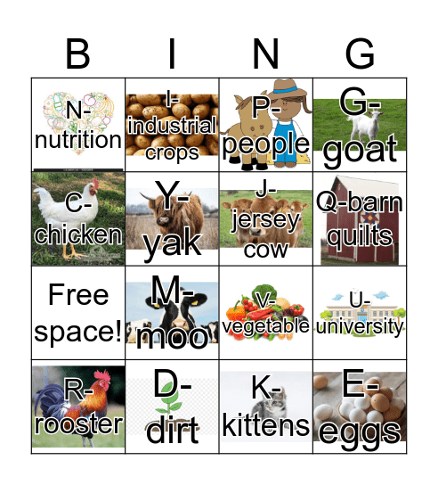 Ag bingo  Bingo Card