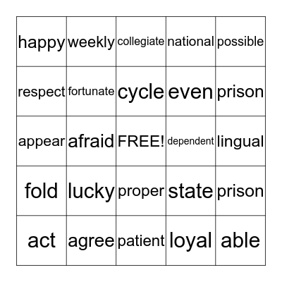 BINGO Card